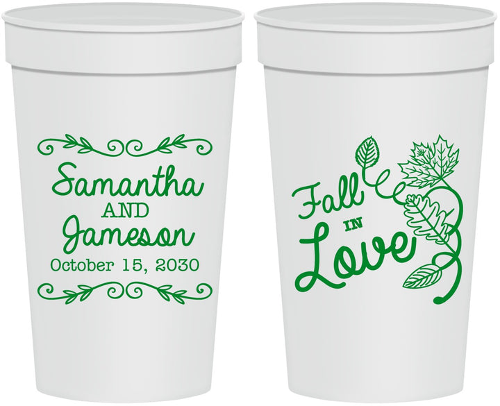 Personalized Wedding 32 oz Stadium Cups - Fall In Love | 377