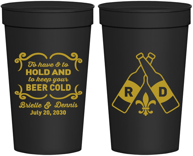 Personalized Wedding 32 oz Stadium Cups - Fleur De Lis | 378
