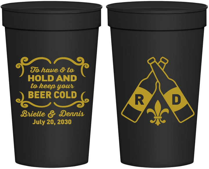 Personalized Wedding 32 oz Stadium Cups - Fleur De Lis | 378