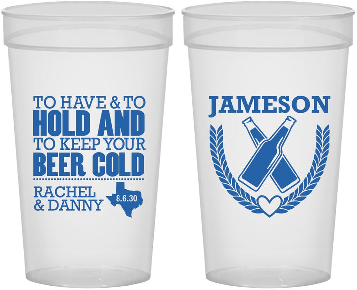 Personalized Wedding 32 oz Stadium Cups - To Have And To Hold | 379