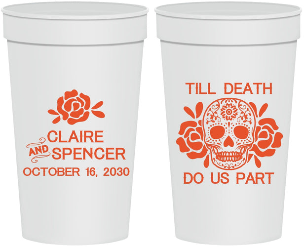 Personalized Wedding 32 oz Stadium Cups - Till Death Do Us Part | 380