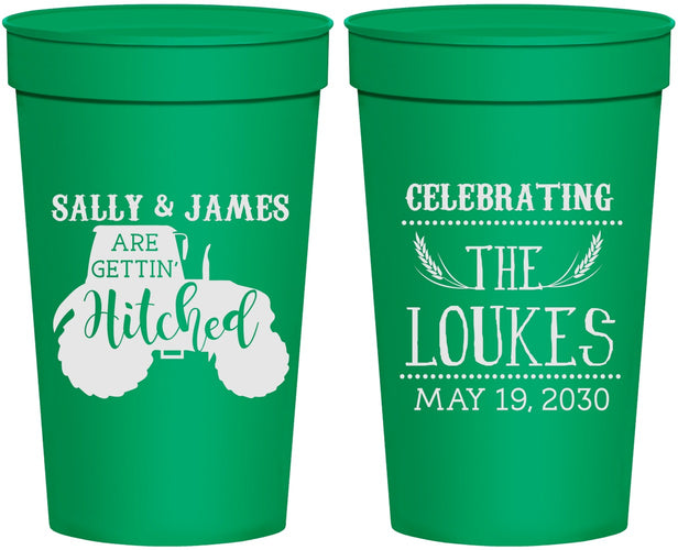 Personalized Wedding 32 oz Stadium Cups - Tractor | 381
