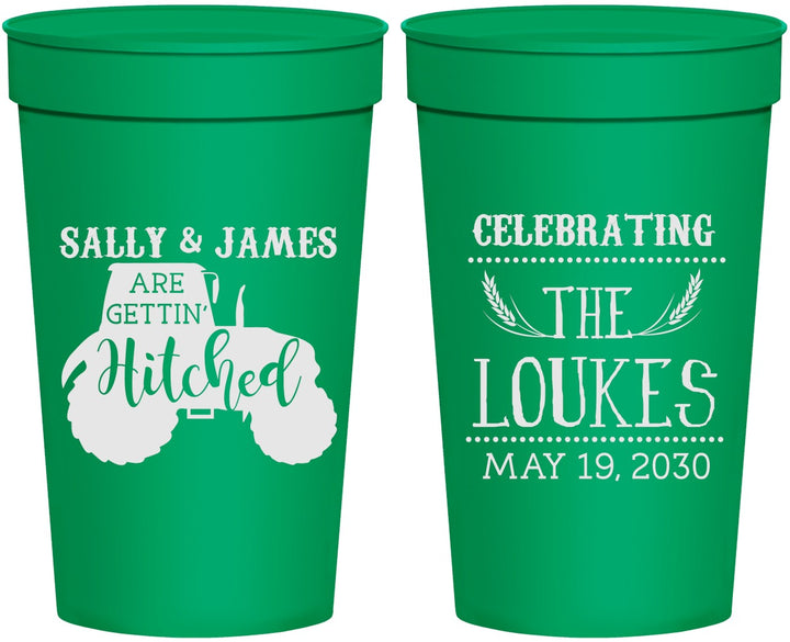 Personalized Wedding 32 oz Stadium Cups - Tractor | 381