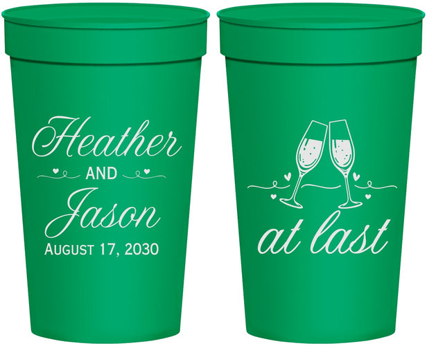 Personalized Wedding 32 oz Stadium Cups - At Last | 382