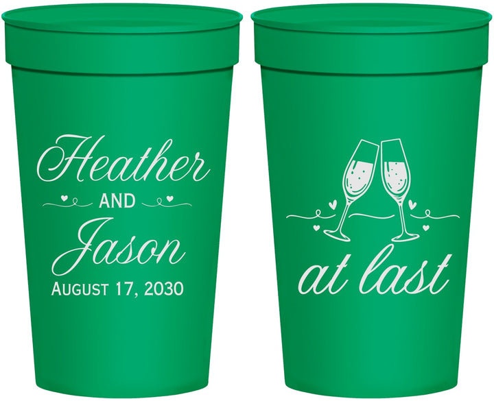 Personalized Wedding 32 oz Stadium Cups - At Last | 382