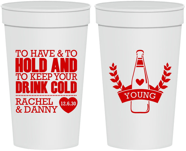 Personalized Wedding 32 oz Stadium Cups - To Have And To Hold | 383