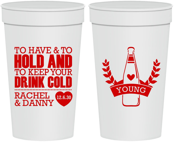 Personalized Wedding 32 oz Stadium Cups - To Have And To Hold | 383