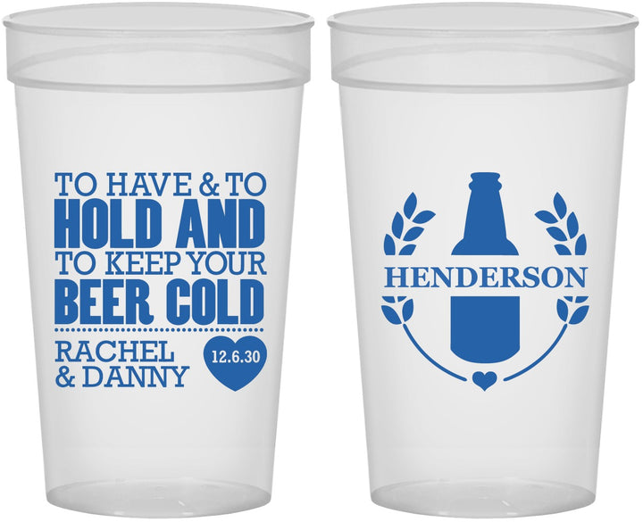 Personalized Wedding 32 oz Stadium Cups - To Have And To Hold | 384
