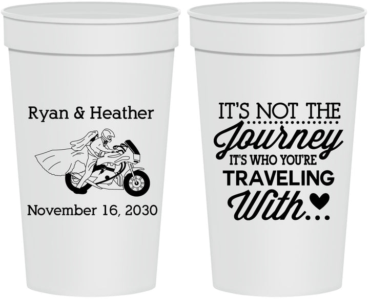 Personalized Wedding 32 oz Stadium Cups - Journey Traveling With | 385