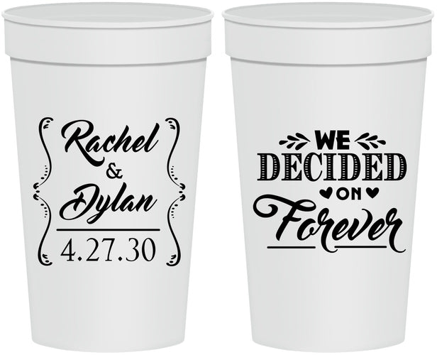 Personalized Wedding 32 oz Stadium Cups - We Decided On Forever | 386