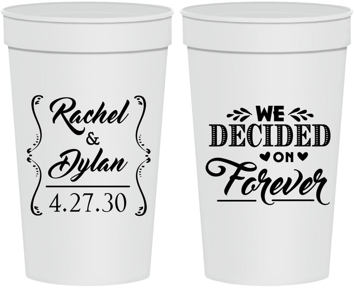Personalized Wedding 32 oz Stadium Cups - We Decided On Forever | 386