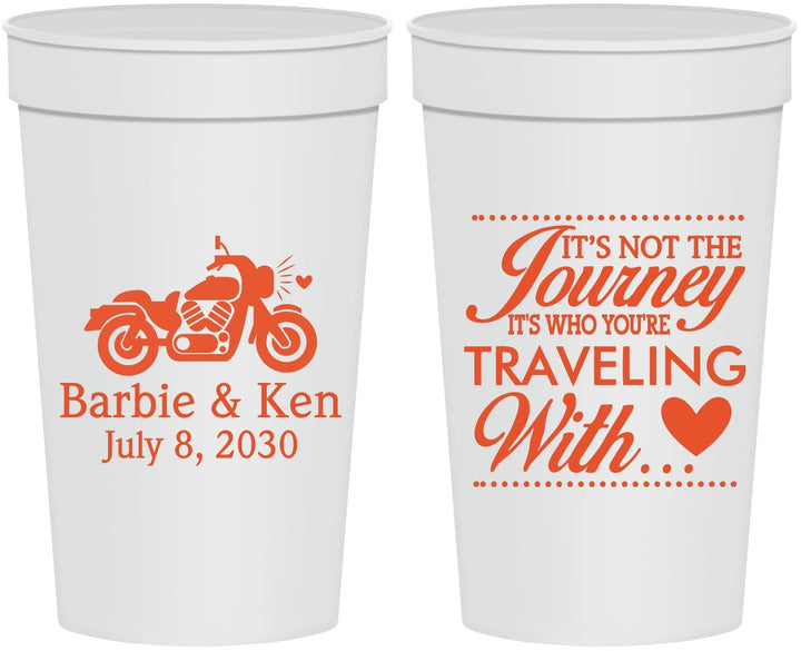 Personalized Wedding 32 oz Stadium Cups - Journey Traveling With | 388