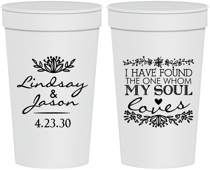 Personalized Wedding 32 oz Stadium Cups - Found My Soul | 390