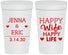 Personalized Wedding 32 oz Stadium Cups - Happy Wife Happy Life | 393