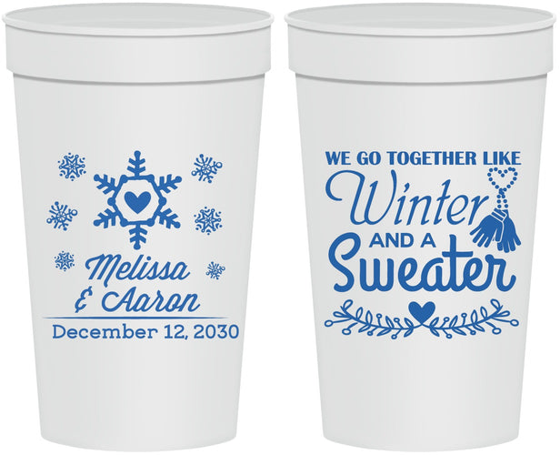 Personalized Wedding 32 oz Stadium Cups - Christmas Winter | 399