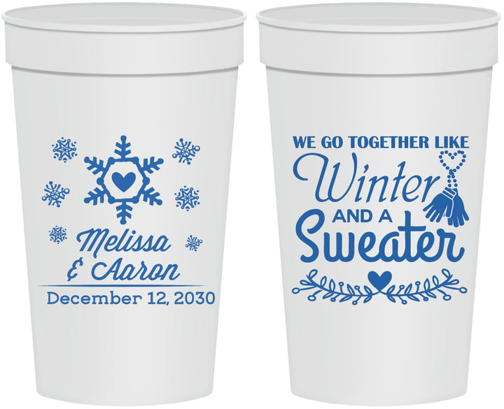 Personalized Wedding 32 oz Stadium Cups - Christmas Winter | 399