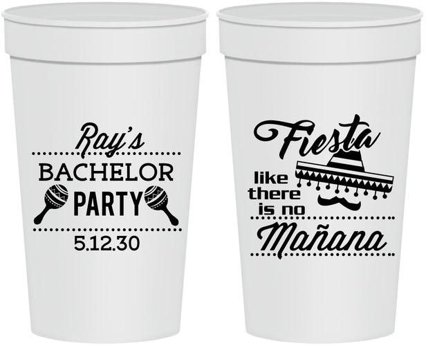 Personalized Bachelor Party 32 oz Stadium Cups - Fiesta No Manana | 40002