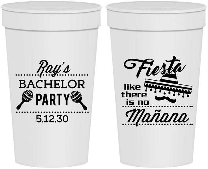 Personalized Bachelor Party 32 oz Stadium Cups - Fiesta No Manana | 40002