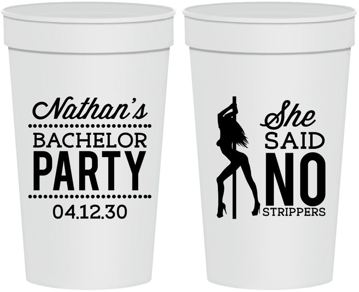 Personalized Bachelor Party 32 oz Stadium Cups - She Said No Strip Club | 40005
