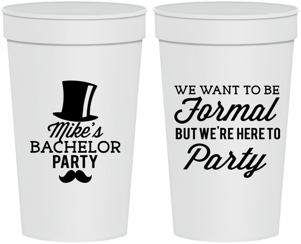 Personalized Bachelor Party 32 oz Stadium Cups - Formal | 40007