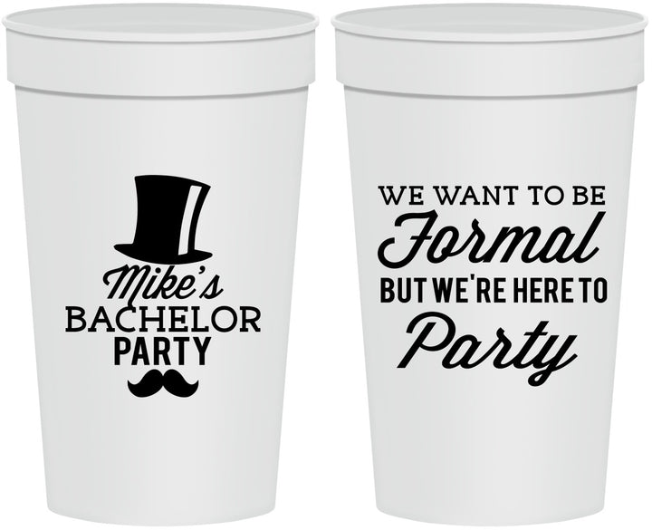 Personalized Bachelor Party 32 oz Stadium Cups - Formal | 40007
