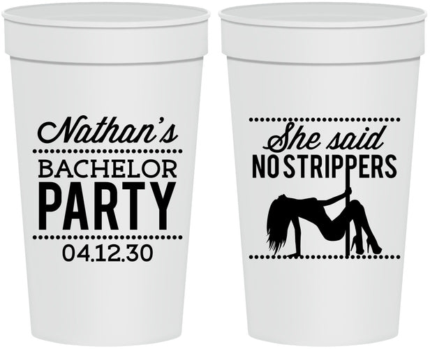 Personalized Bachelor Party 32 oz Stadium Cups - Strip Club | 40008