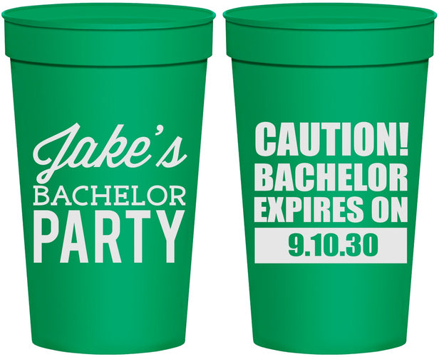 Personalized Bachelor Party 32 oz Stadium Cups - Caution Expires On | 40009
