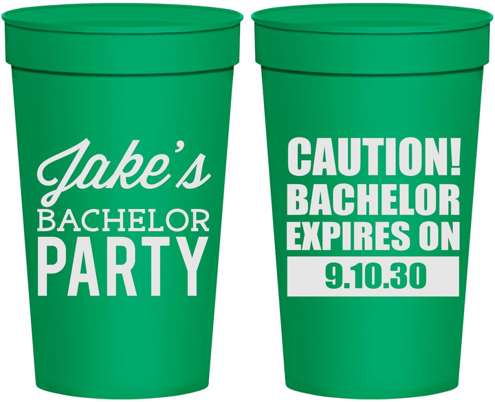 Personalized Bachelor Party 32 oz Stadium Cups - Caution Expires On | 40009