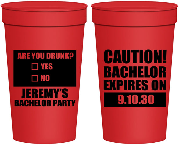 Personalized Bachelor Party 32 oz Stadium Cups - Caution Expires On | 40012