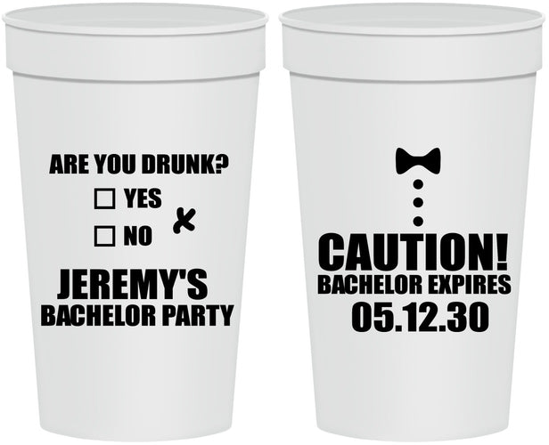 Personalized Bachelor Party 32 oz Stadium Cups - Caution Expires On | 40013