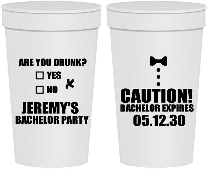 Personalized Bachelor Party 32 oz Stadium Cups - Caution Expires On | 40013