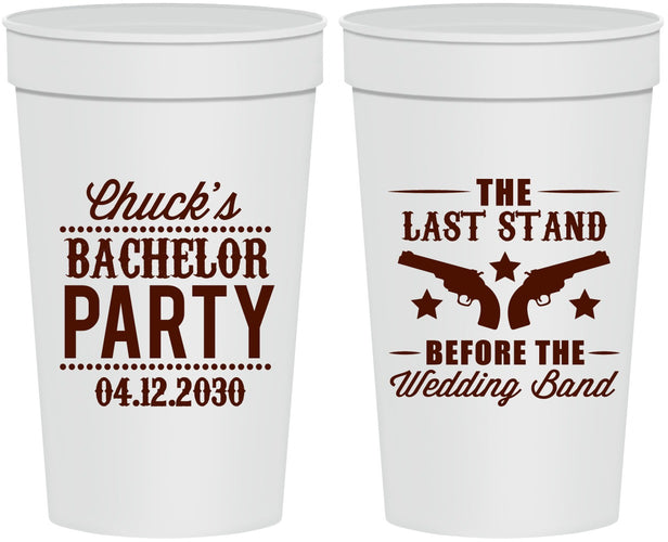 Personalized Bachelor Party 32 oz Stadium Cups - Last Stand Wedding Bands | 40015