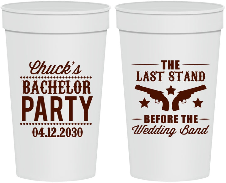 Personalized Bachelor Party 32 oz Stadium Cups - Last Stand Wedding Bands | 40015