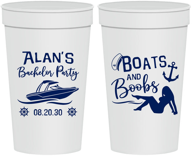 Personalized Bachelor Party 32 oz Stadium Cups - Nautical Boats | 40021