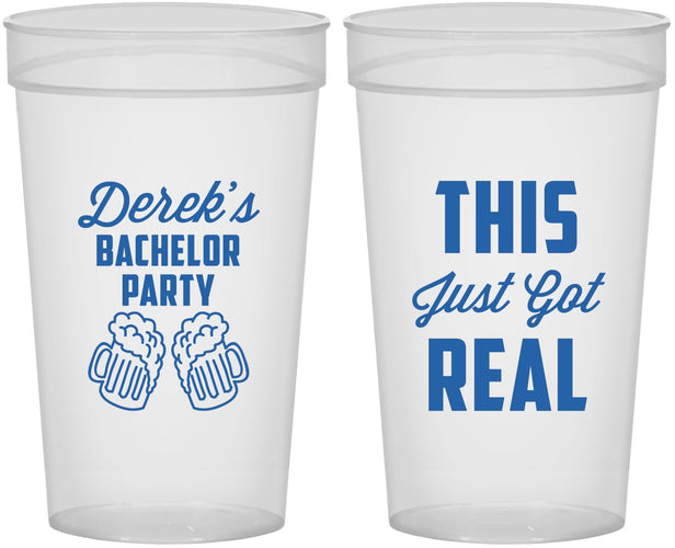 Personalized Bachelor Party 32 oz Stadium Cups - Just Got Real | 40024