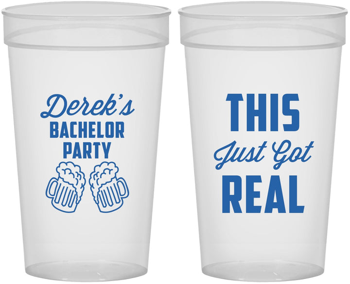 Personalized Bachelor Party 32 oz Stadium Cups - Just Got Real | 40024