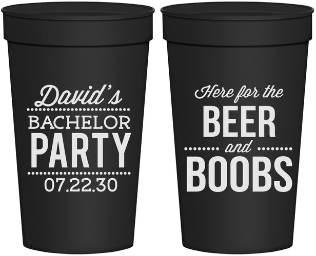 Personalized Bachelor Party 32 oz Stadium Cups - Beer And Boobs | 40027