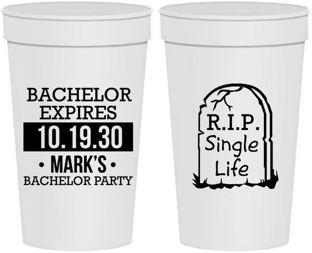 Personalized Bachelor Party 32 oz Stadium Cups - Rip Single Life | 40028