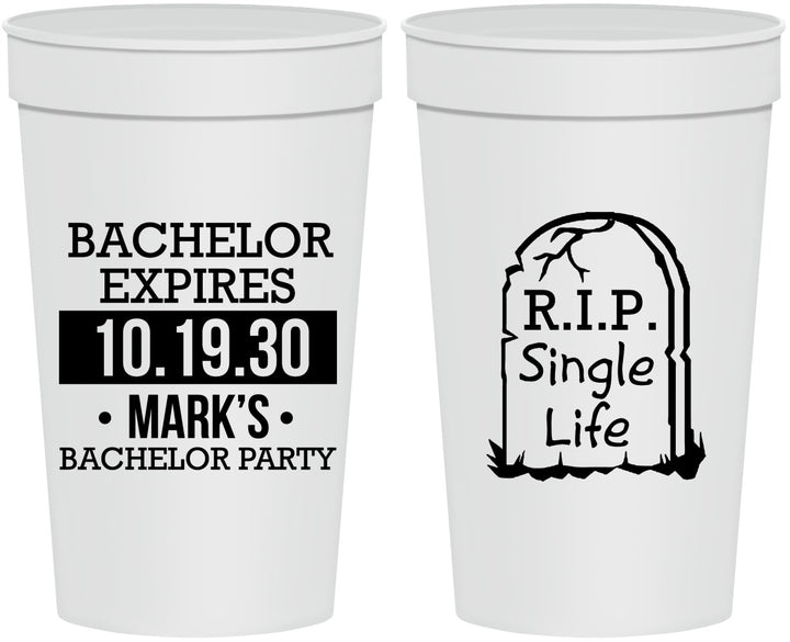 Personalized Bachelor Party 32 oz Stadium Cups - Rip Single Life | 40028