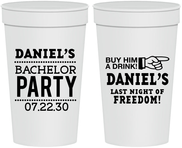 Personalized Bachelor Party 32 oz Stadium Cups - Last Night Of Freedom | 40029