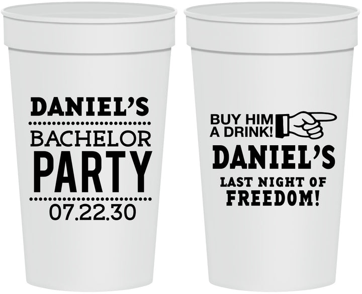 Personalized Bachelor Party 32 oz Stadium Cups - Last Night Of Freedom | 40029