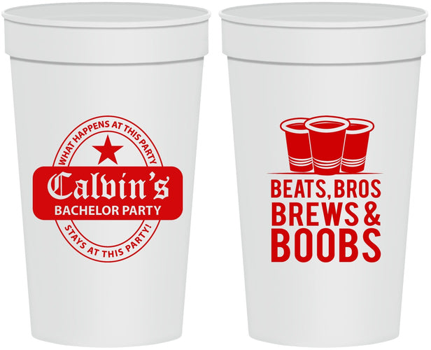 Personalized Bachelor Party 32 oz Stadium Cups - Brews And Boobs | 40031