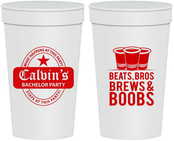 Personalized Bachelor Party 32 oz Stadium Cups - Brews And Boobs | 40031