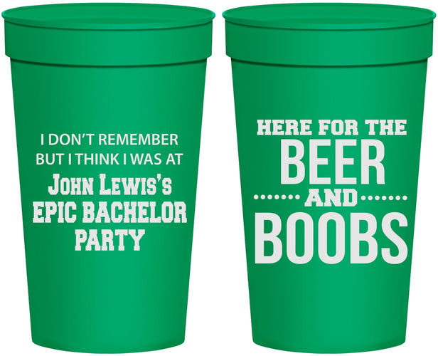 Personalized Bachelor Party 32 oz Stadium Cups - Beer And Boobs | 40039