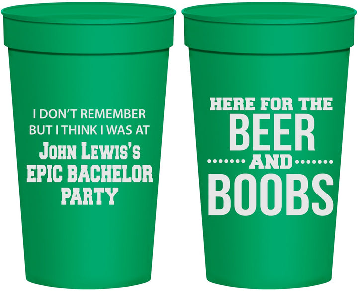 Personalized Bachelor Party 32 oz Stadium Cups - Beer And Boobs | 40039