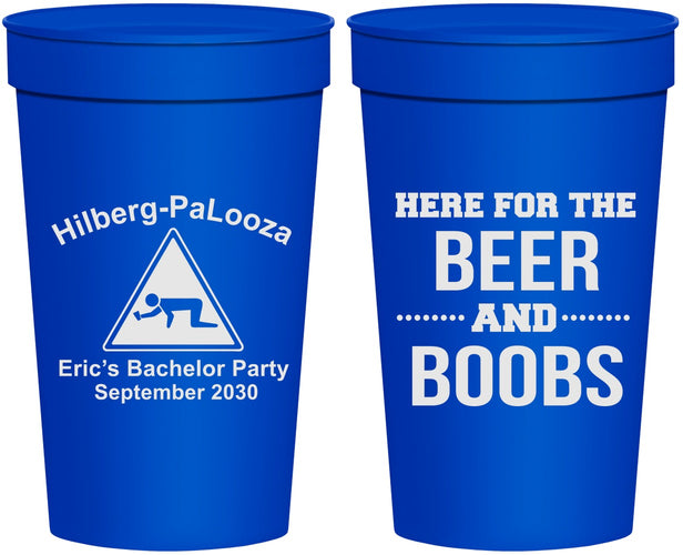 Personalized Bachelor Party 32 oz Stadium Cups - Beer And Boobs | 40040