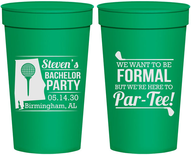 Personalized Bachelor Party 32 oz Stadium Cups - Golf Par Tee | 40043