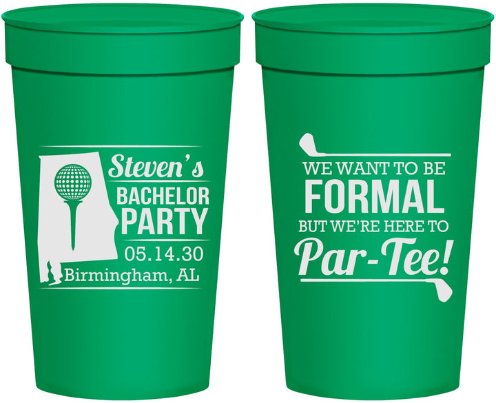 Personalized Bachelor Party 32 oz Stadium Cups - Golf Par Tee | 40043