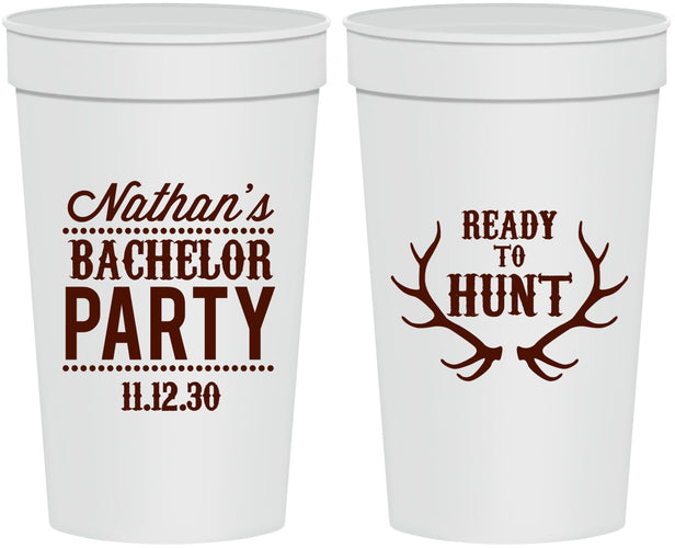Personalized Bachelor Party 32 oz Stadium Cups - Ready To Hunt | 40044