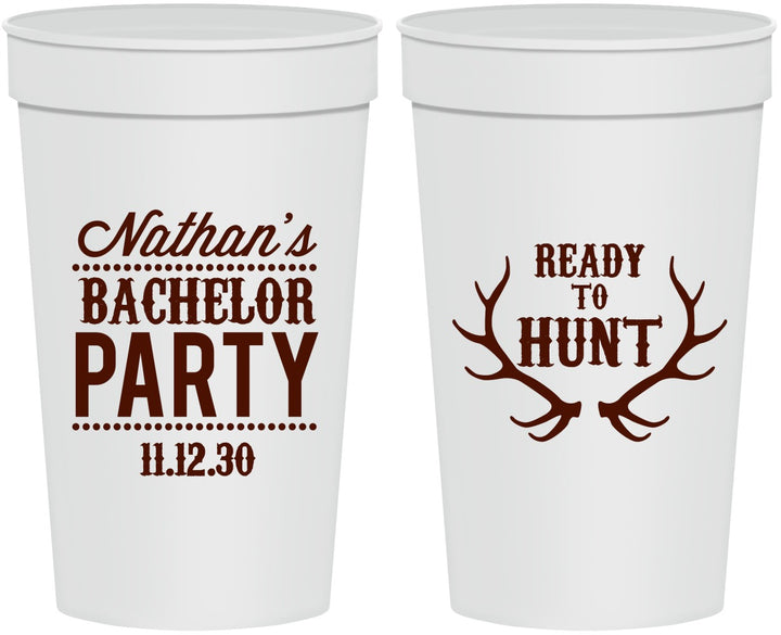 Personalized Bachelor Party 32 oz Stadium Cups - Ready To Hunt | 40044
